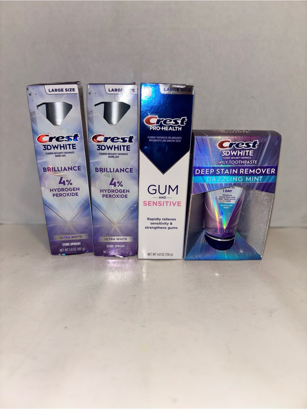 Crest 3D White & Pro-Health Toothpaste Pack - Purple/Blue/Silver-Bundle Assorted